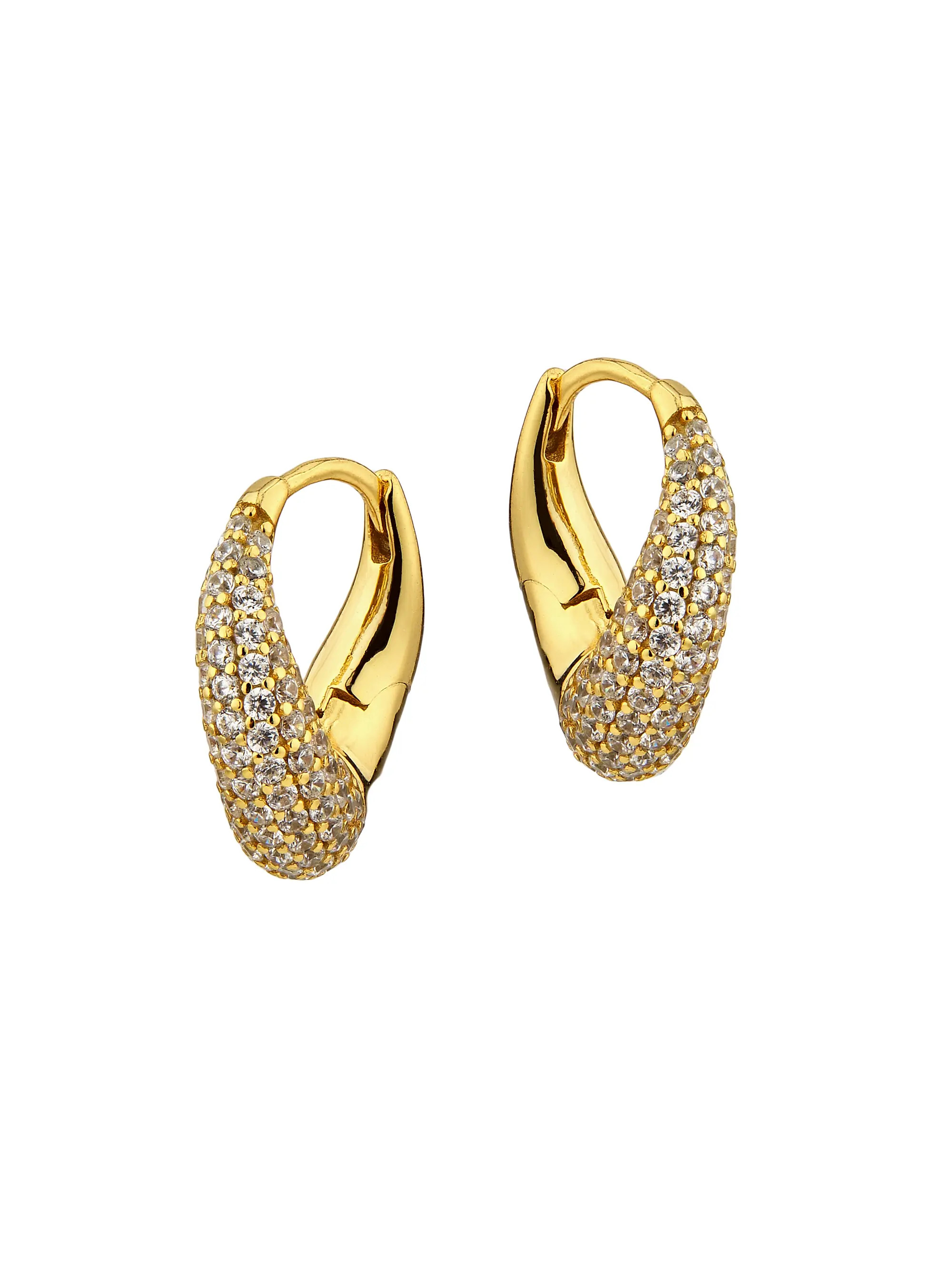 Kira 14K-Gold-Plated & Cubic Zirconia Hoop Earrings | Saks Fifth Avenue