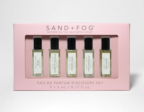 Sand + Fog Perfume Oil California Coast Discovery Set, 5 Fragrances, 0.17 Fl Oz Each Bloom, Jasmine & Cedarwood, Pistachio Dreams, Violet Sandalwood, White Vanilla | Amazon (US)