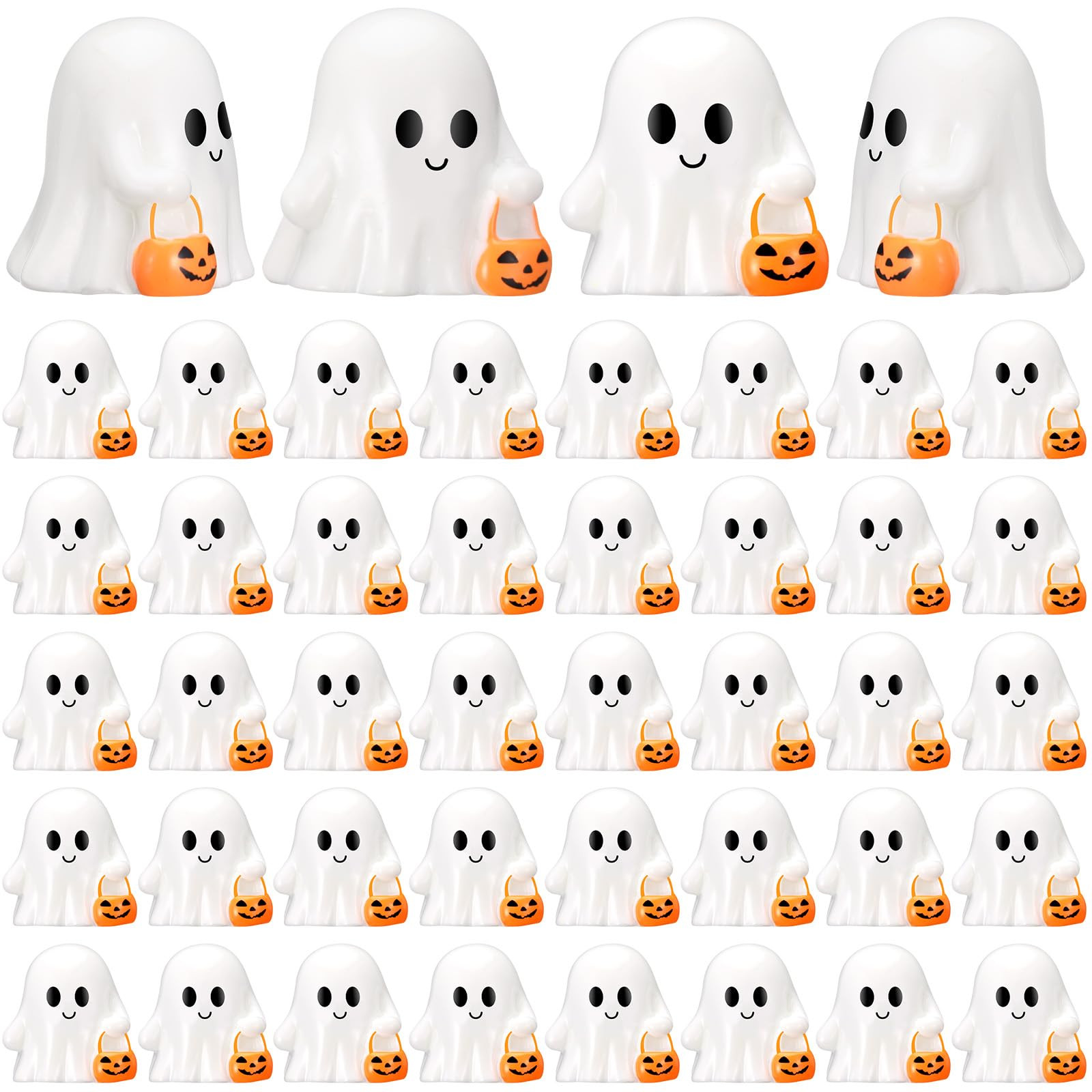 50 Pcs Halloween Mini Ghosts Figurines Resin Tiny Ghosts Miniatures Figures Ornaments for Hallowe... | Amazon (US)