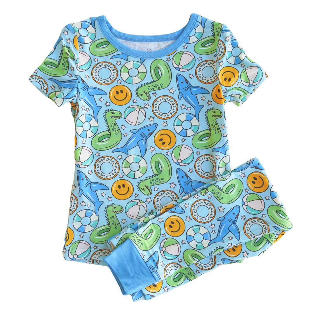 Floatie Friends Two Piece Pajama Set | Blue | Caden Lane