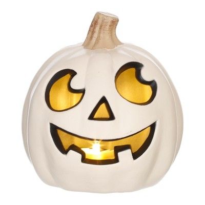 5'' Happy Face 2 Bottom Teeth Lit Pumpkin White - Hyde and Eek! Boutique™ | Target