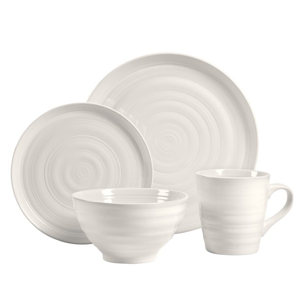 Woven Paths Farmhouse 16-Piece Dinnerware Set, White - Walmart.com | Walmart (US)