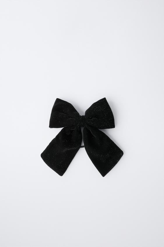 SPARKLY VELVET BOW HAIR TIE | Zara US