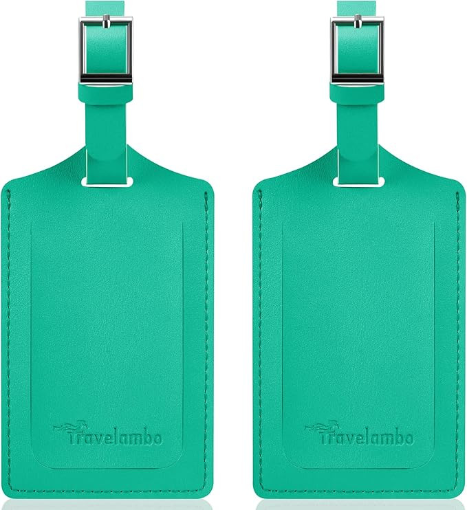 Travelambo Luggage Tags for Suitcases Faux Leather Privacy Protection 2 Pack Bag Tags Travel Acce... | Amazon (US)