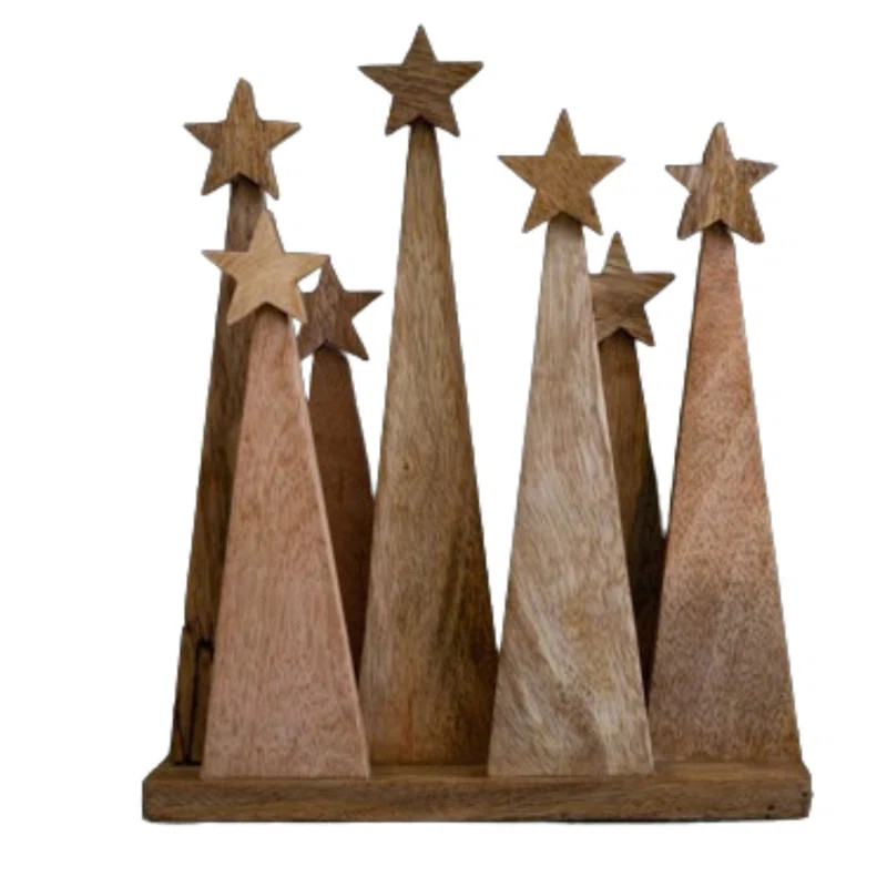 The Holiday Aisle® 7 Piece Wooden Christmas Trees on a Base | Wayfair | Wayfair North America