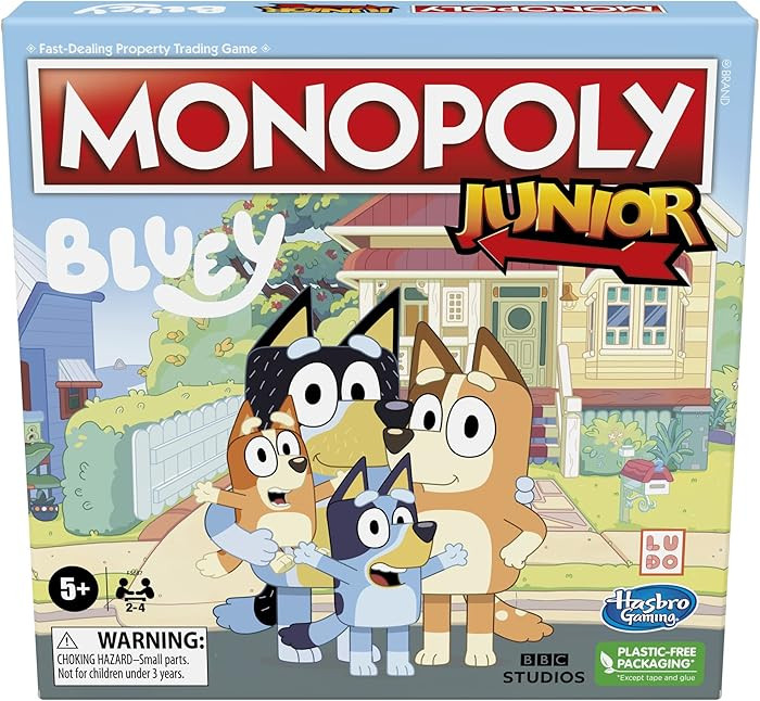 Hasbro Gaming Monopoly Junior Bluey Edition Board Game, Kids Play as Bluey, Bingo, Mum & Dad, Age... | Amazon (US)