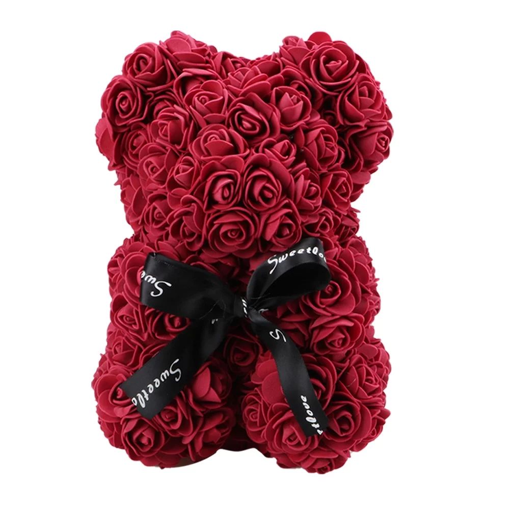 Toutek Flower Rose Bear Valentine Day Christmas Gift Wedding Decoration (Wine Red) | Walmart (US)
