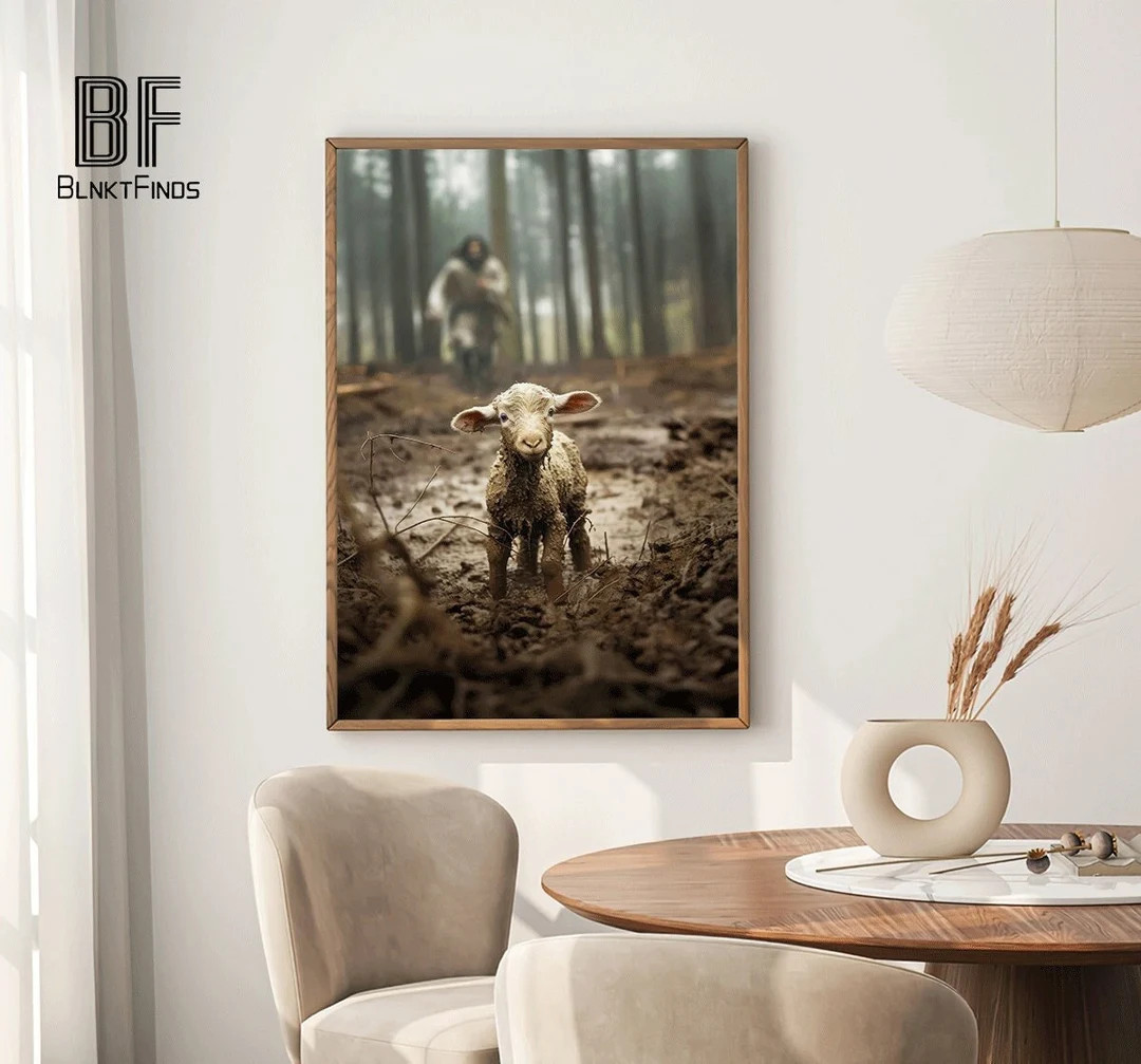 Jesus and Lamb DIGITAL Download, Jesus Running After Lost Lamb God Poster Print, Jesus Printable ... | Etsy (US)