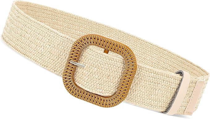 XZQTIVE Woven Belt for Women Straw Elastic Stretch Waist Belt Boho Belts Ladies Summer Beach Dres... | Amazon (US)