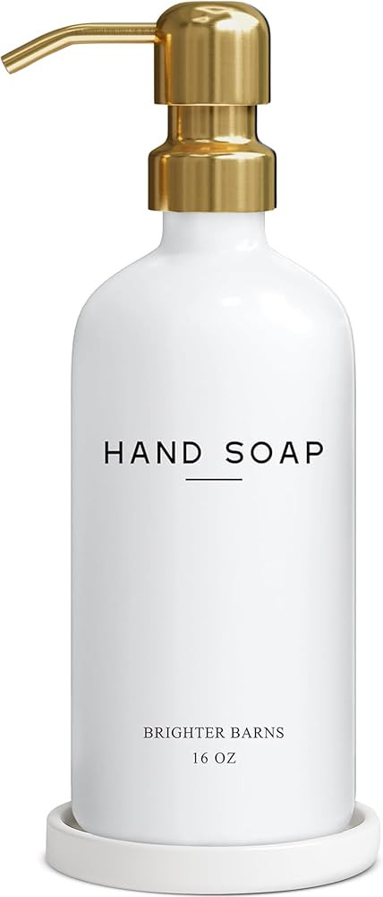 Luxury Glass Hand Soap Dispenser Bathroom Set by Brighter Barns - Hand Soap Dispenser with Stainl... | Amazon (US)