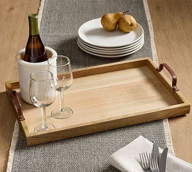 Wood and Leather Tray | Pottery Barn (US)
