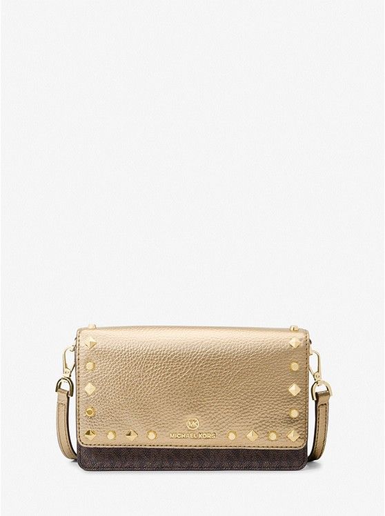 Jet Set Small Studded Metallic and Logo Smartphone Crossbody Bag | Michael Kors US