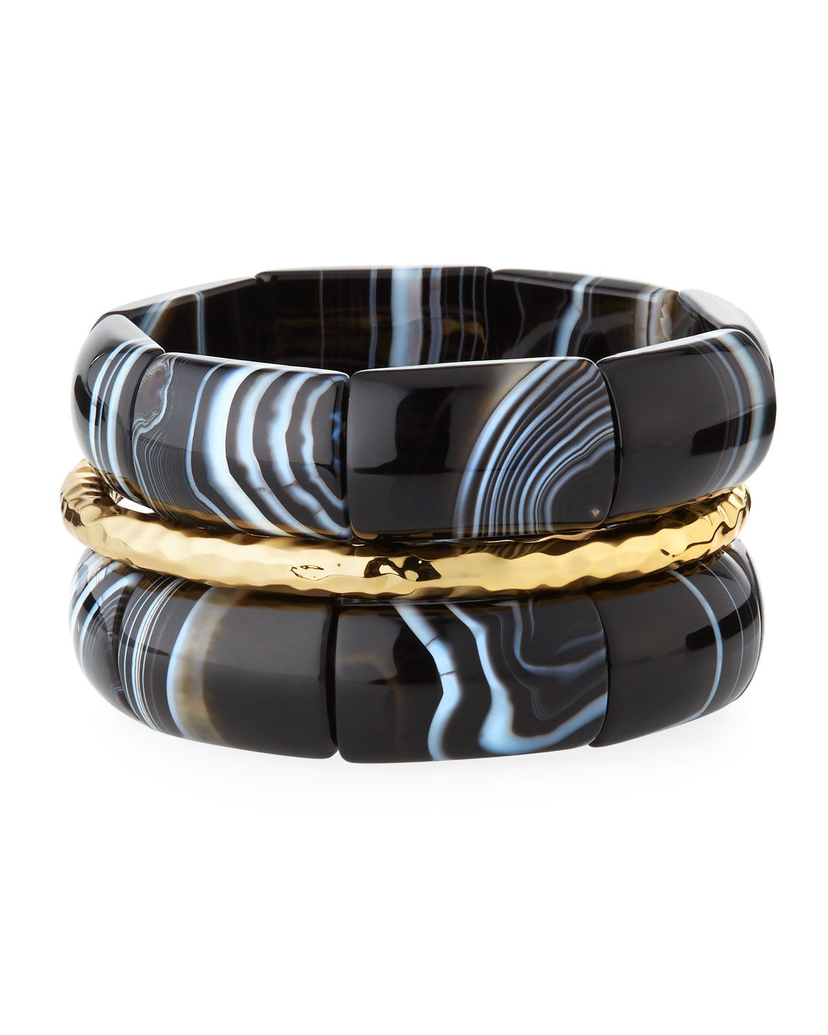 Agate & Golden Bracelets, Set of 3 | Neiman Marcus