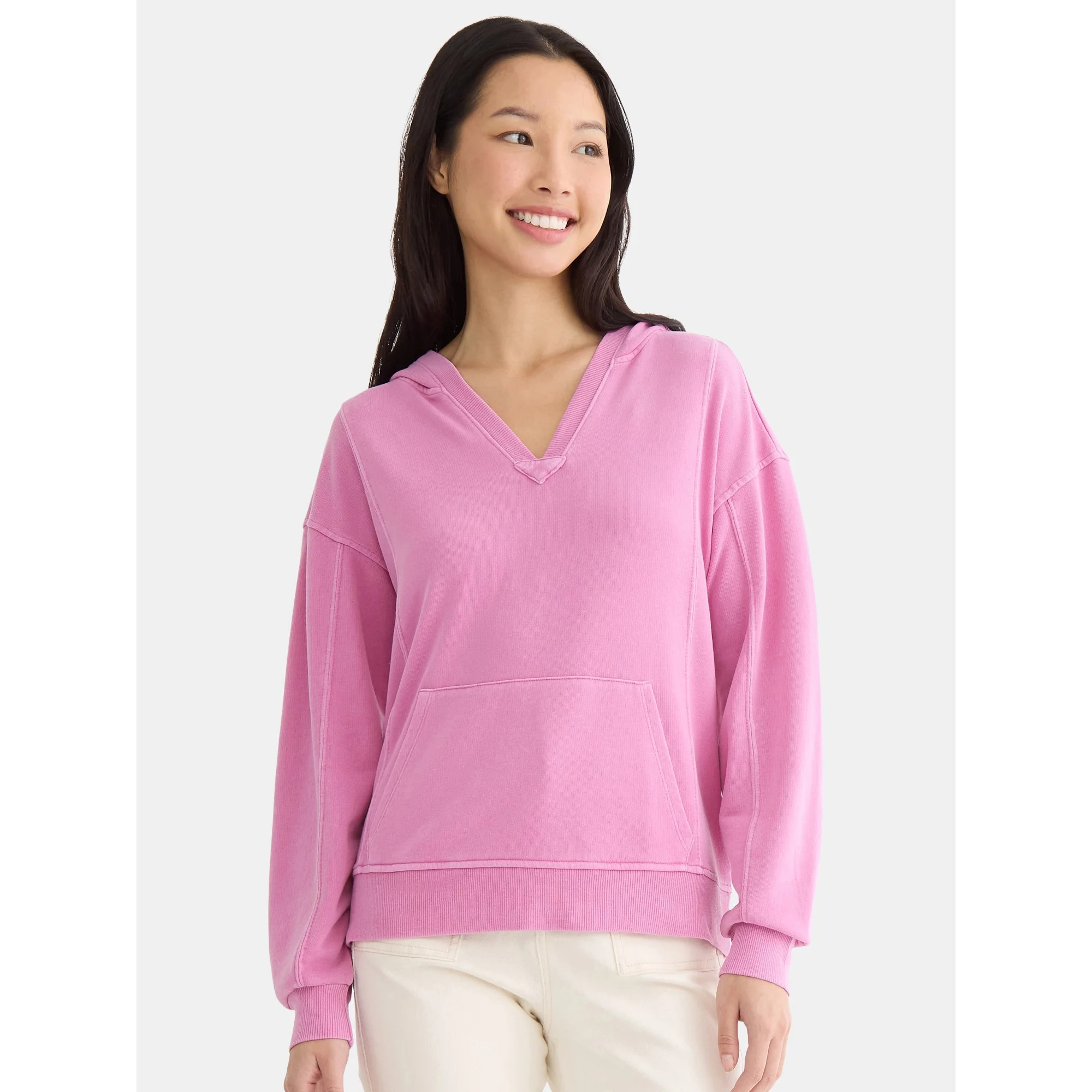 Time and Tru Women's Split Neck Hoodie, Sizes XS-XXXL | Walmart (US)