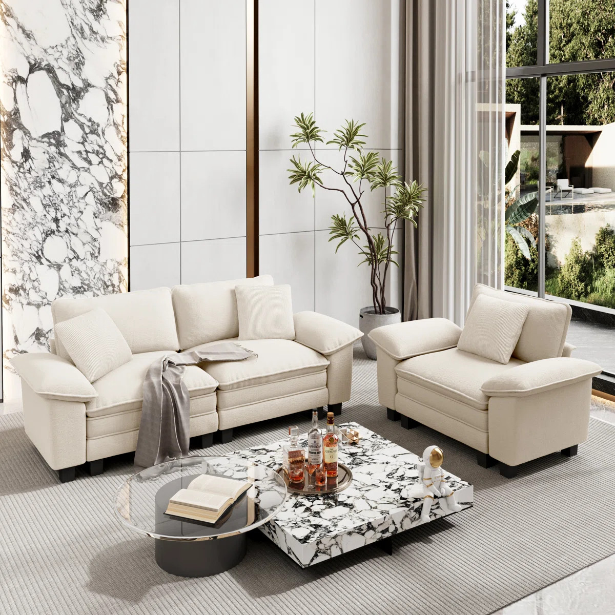 2 Piece Upholstered Modular Sectional Sofa Sets, Oversized Couch Set with Loveseat and Armchair | Wayfair North America