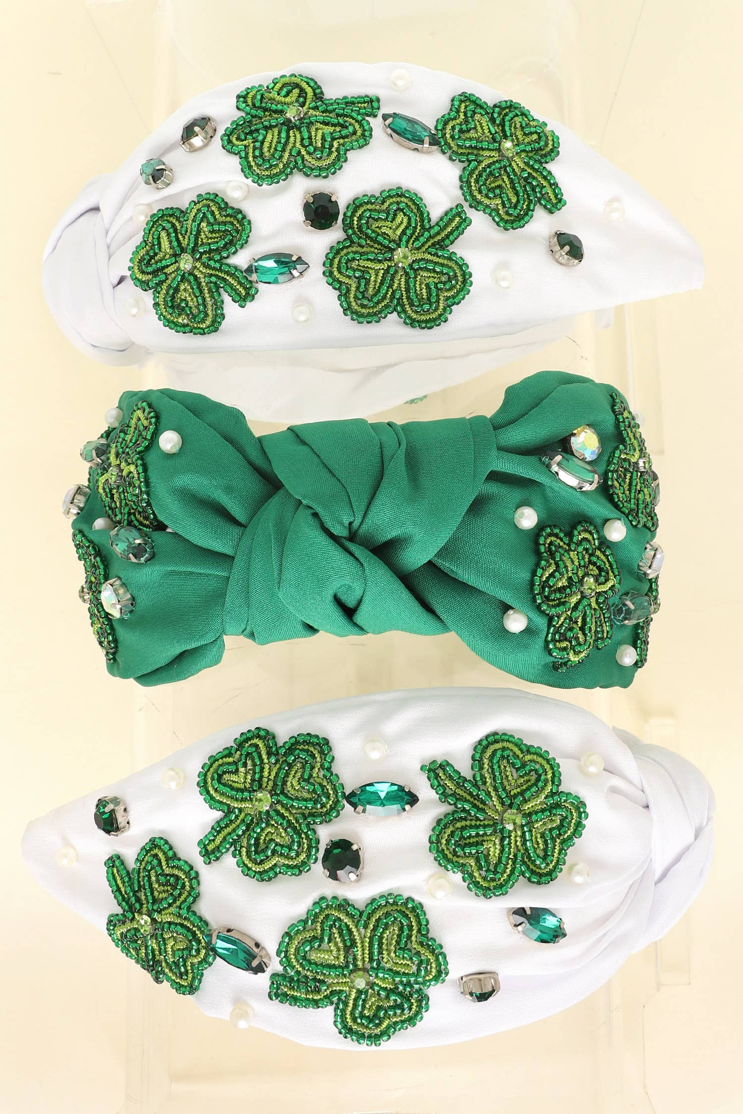 Saint Patrick's Shamrock Beaded Knotted Headband | June+Grey