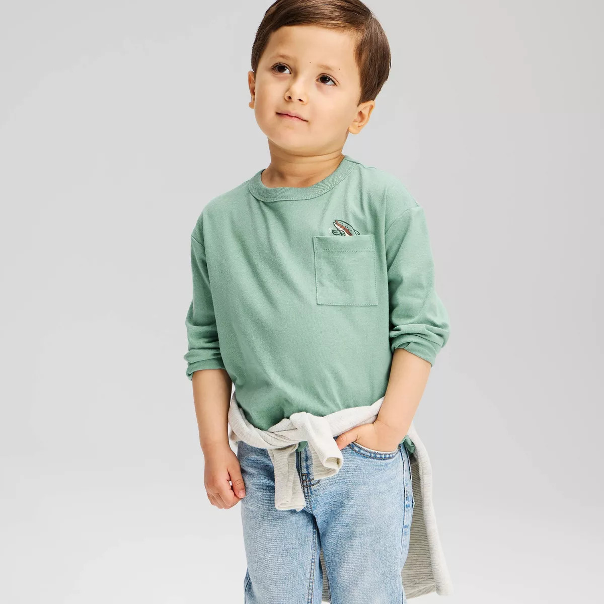 Toddler Boys' Long Sleeve Oversized Graphic T-Shirt - Cat & Jack\u2122 Teal Green 4T | Target