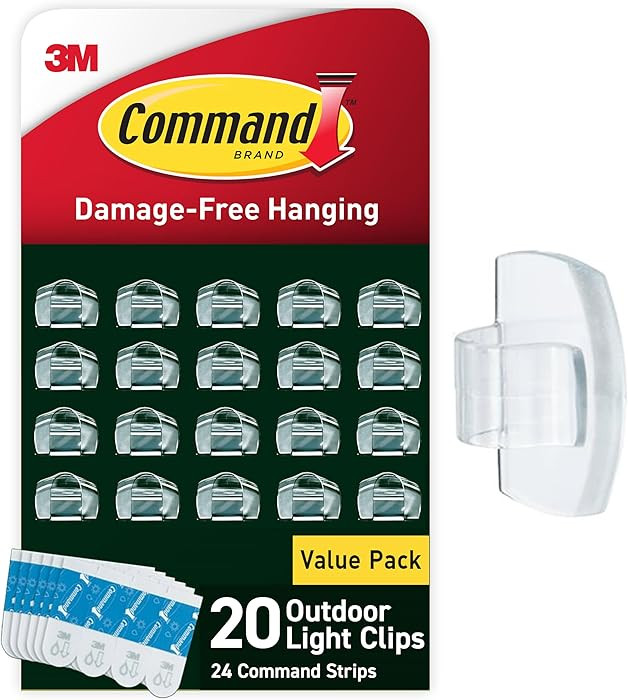 Command Outdoor Light Clips, 20 Clear Clips and 24 Command Strips, Damage-Free Hanging Christmas ... | Amazon (US)