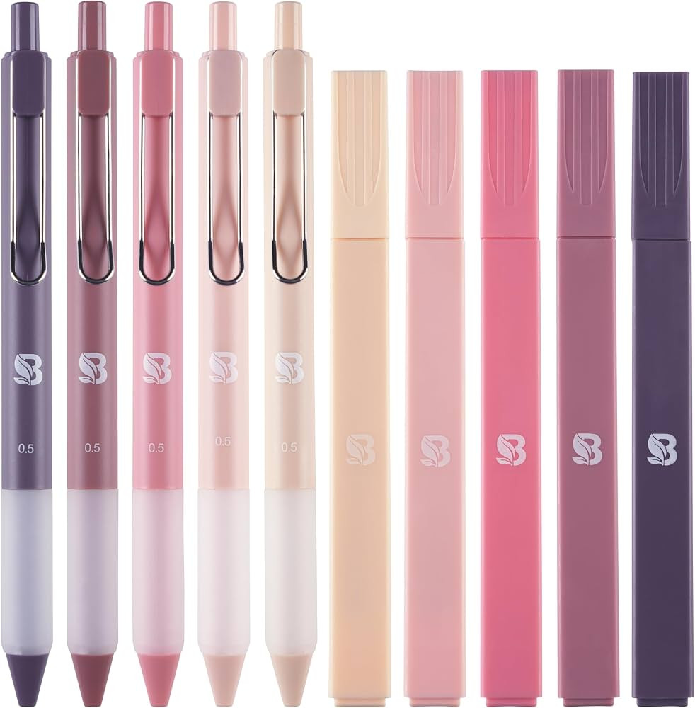 BLIEVE - Aesthetic Highlighters and Gel Pens with Black Ink And Soft Tip, No Bleed Dry Fast Easy ... | Amazon (US)