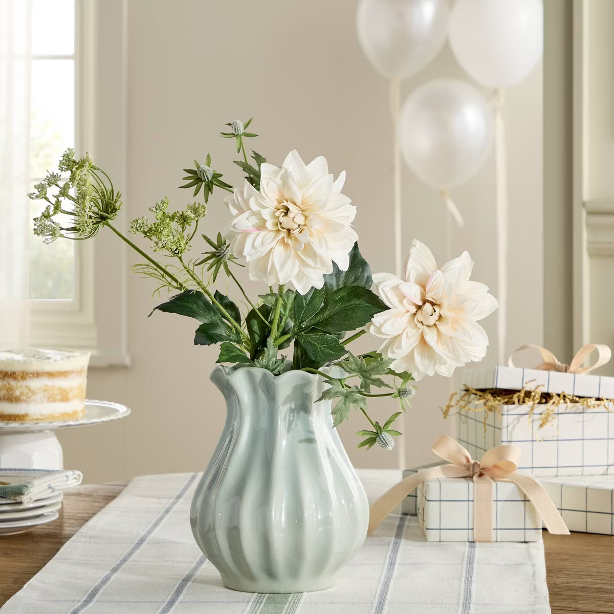 9" Pleated Ceramic Decorative Vase Blue - Hearth & Hand™ with Magnolia | Target