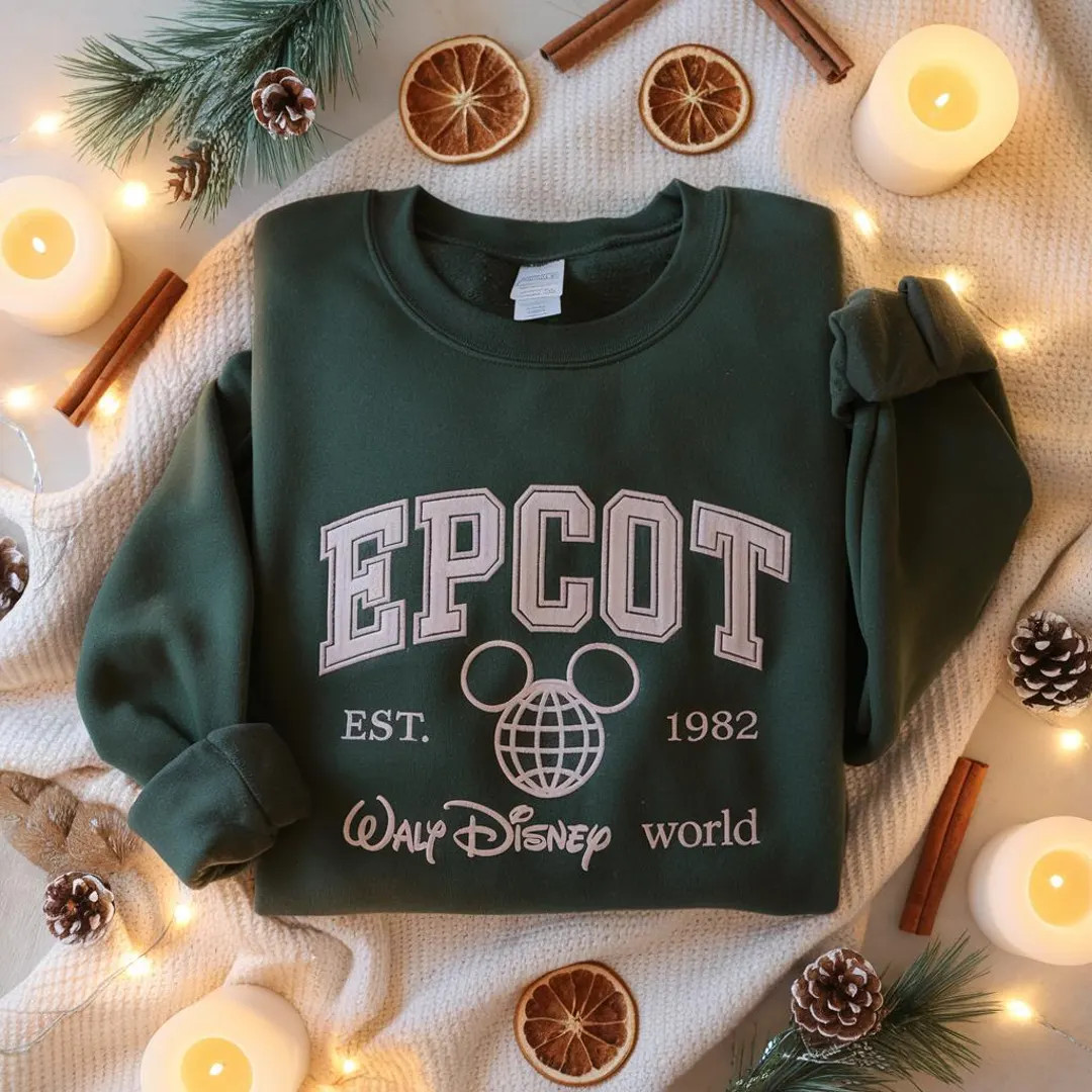 Disney Epcot Embroidered Sweatshirt, Disney World Crewneck, Vintage Disney Shirt, Christmas Disne... | Etsy (US)