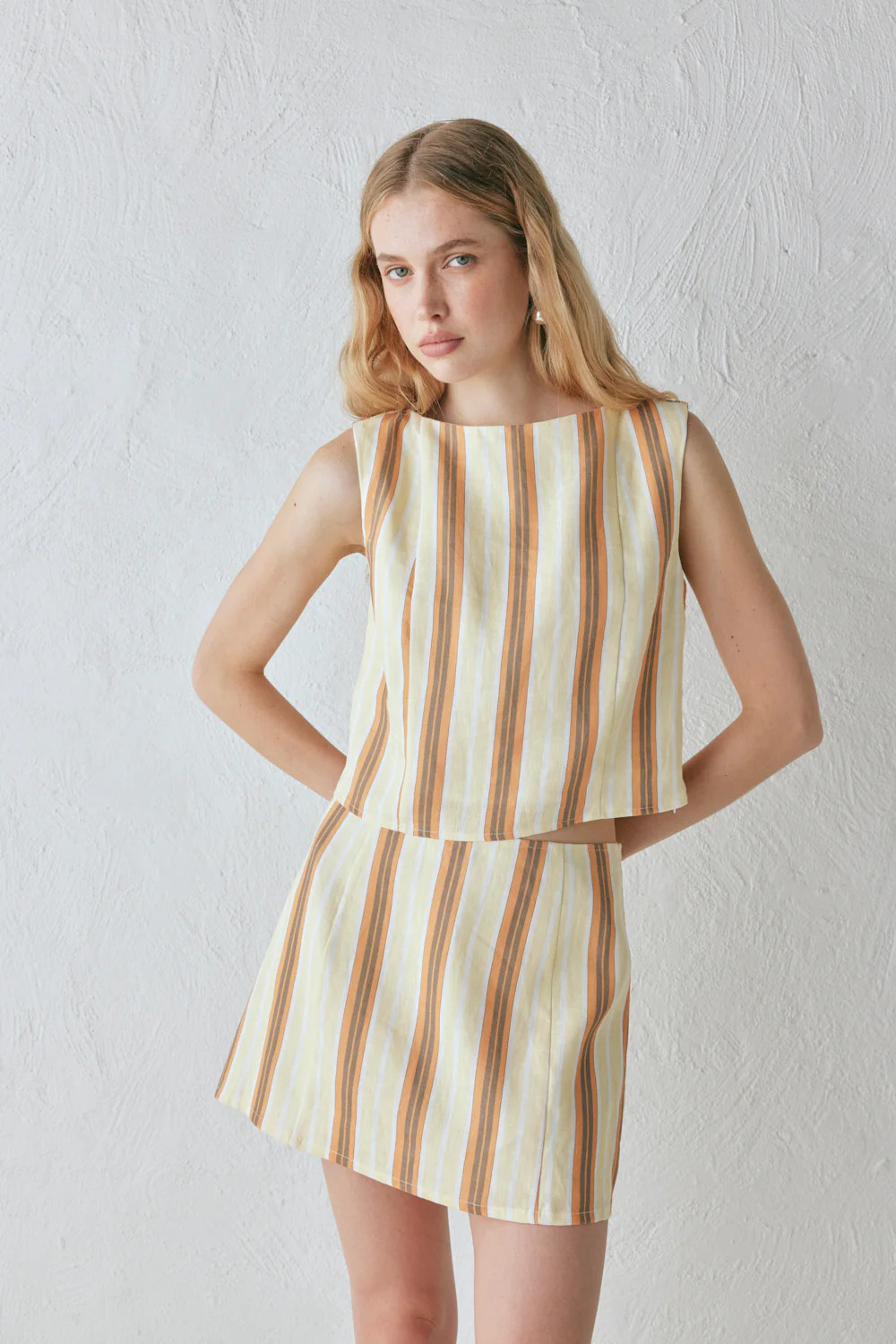 Ama Linen Mini Skirt Stripe | VRG Grl
