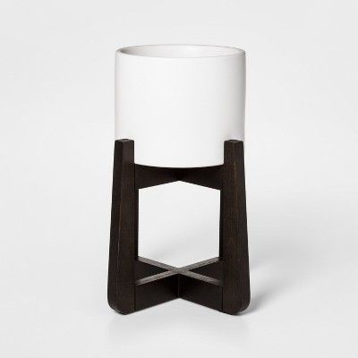Ceramic Planter With Stand White/Brown - Project 62™ | Target