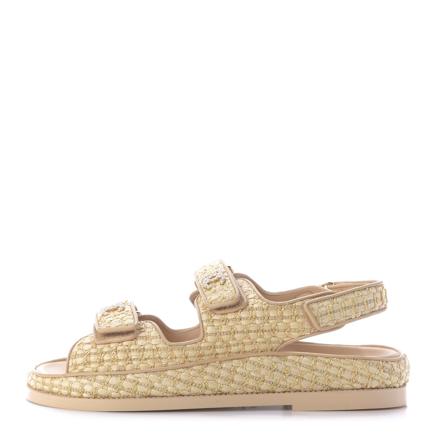 CHANEL Braided Fabric Velcro Dad Sandals 39 Beige | FASHIONPHILE | Fashionphile