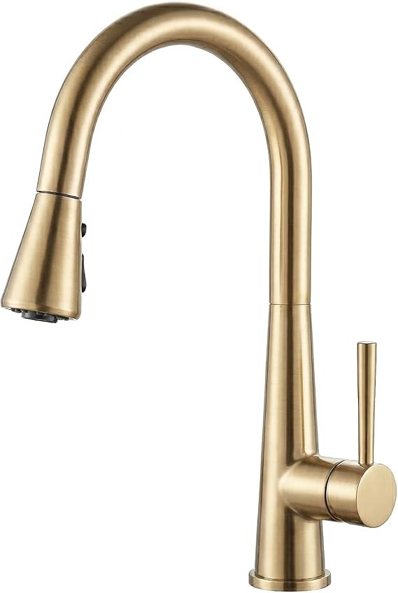 Lava Odoro Champagne Gold Kitchen Faucet with Pull Down Sprayer, Kitchen Sink Faucets, Single Hol... | Amazon (US)