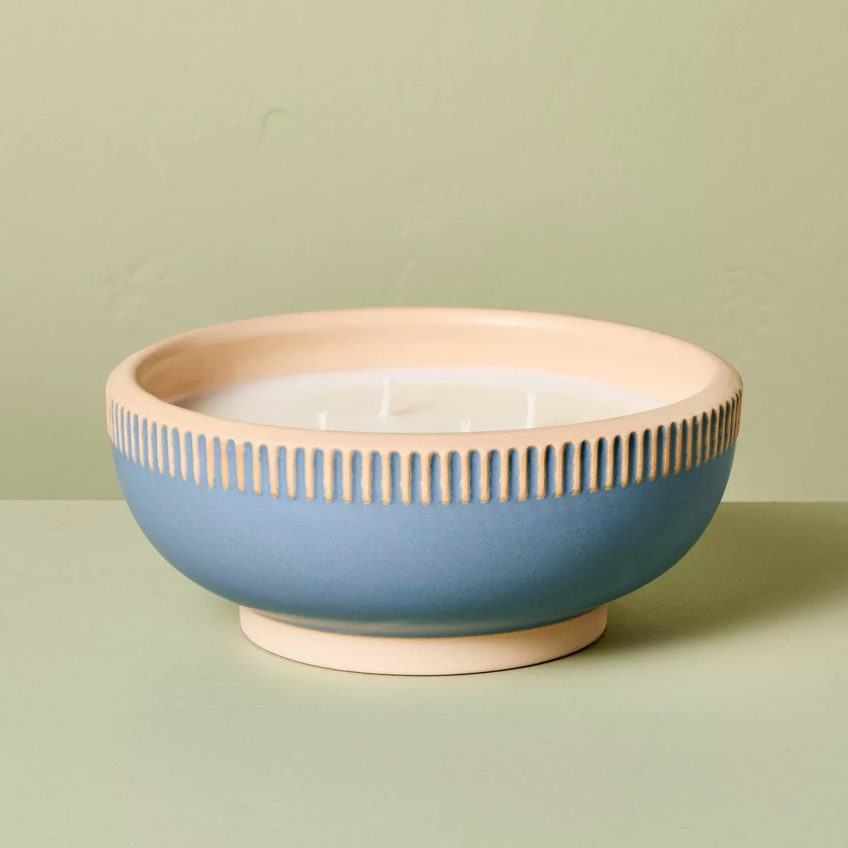 4-Wick Rim Stripe Ceramic Sun and Citron Ceramic Jar Candle Blue 20oz - Hearth & Hand™ with Mag... | Target