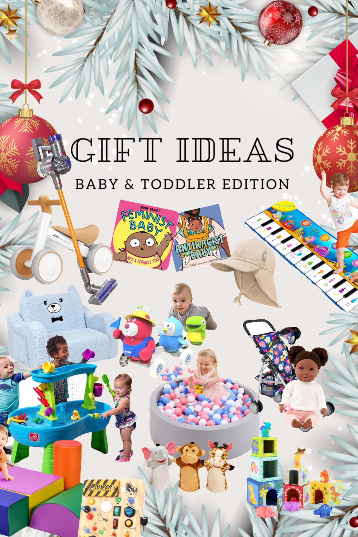 Holiday gift ideas inspired by my almost one year old nephew, Sully. He is a rambunctious guy who loves walking, pushing things around, dancing and getting into whatever he can