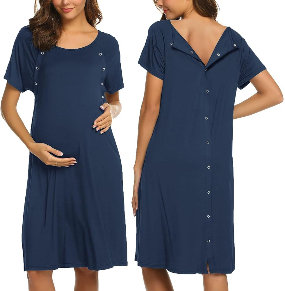 Ekouaer Women’s Nursing/Delivery/Labor/Hospital Nightdress Short Sleeve Maternity Nightgown wit... | Amazon (US)