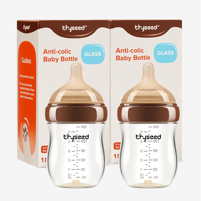 Thyseed Anti-Colic Glass Baby Bottle for Breastfed Infants, Paced Feeding, Breast-Like Newborn Me... | Amazon (US)