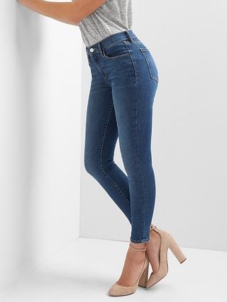 Gap Womens Mid Rise True Skinny Jeans In Sculpt (Medium) Medium Indigo Size 28 | Gap US