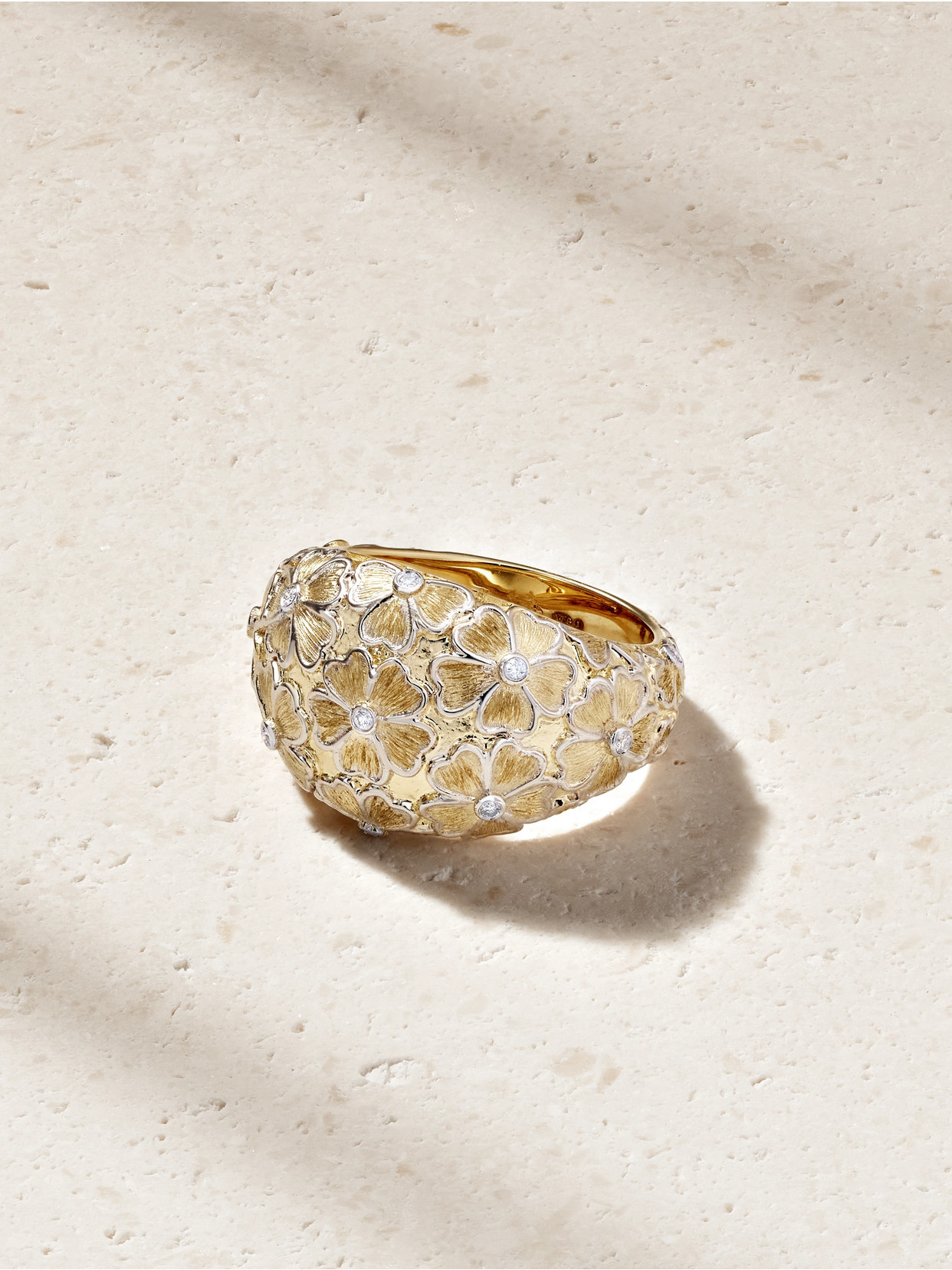 Yvonne Léon - Bague Dôme Fleurie 9-karat Yellow And White Gold Diamond Ring - 5 | NET-A-PORTER (US)