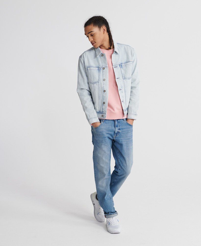 Mens - Organic Cotton Standard Label Crew Sweatshirt in Grey Pink | Superdry | Superdry (UK)