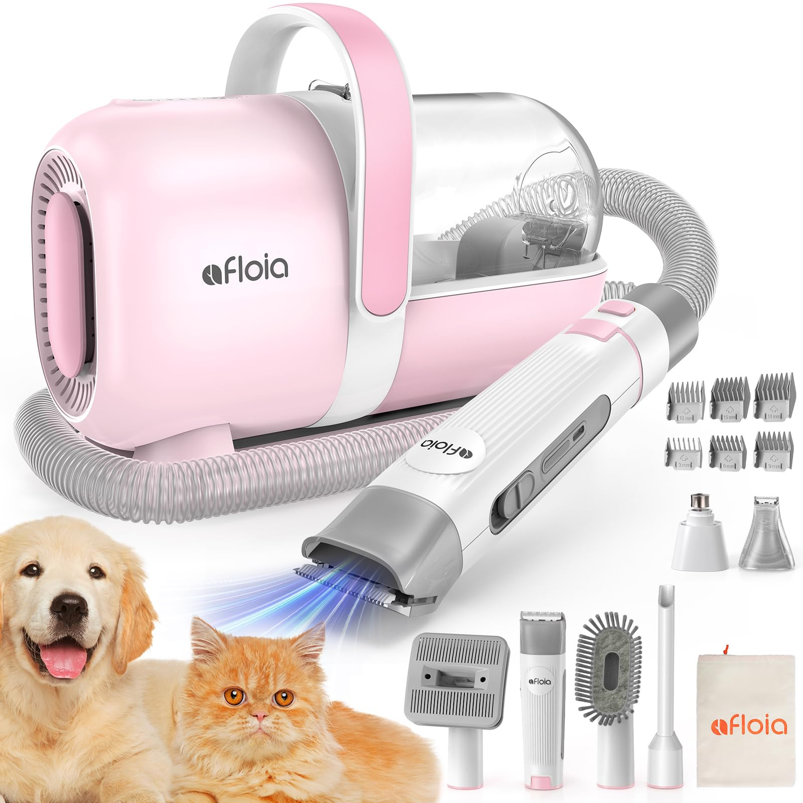 Afloia 6-in-1 Dog Grooming Kit, Pet Grooming Vacuum for Shedding, Dog Hair Vacuum with Clipper Na... | Amazon (US)
