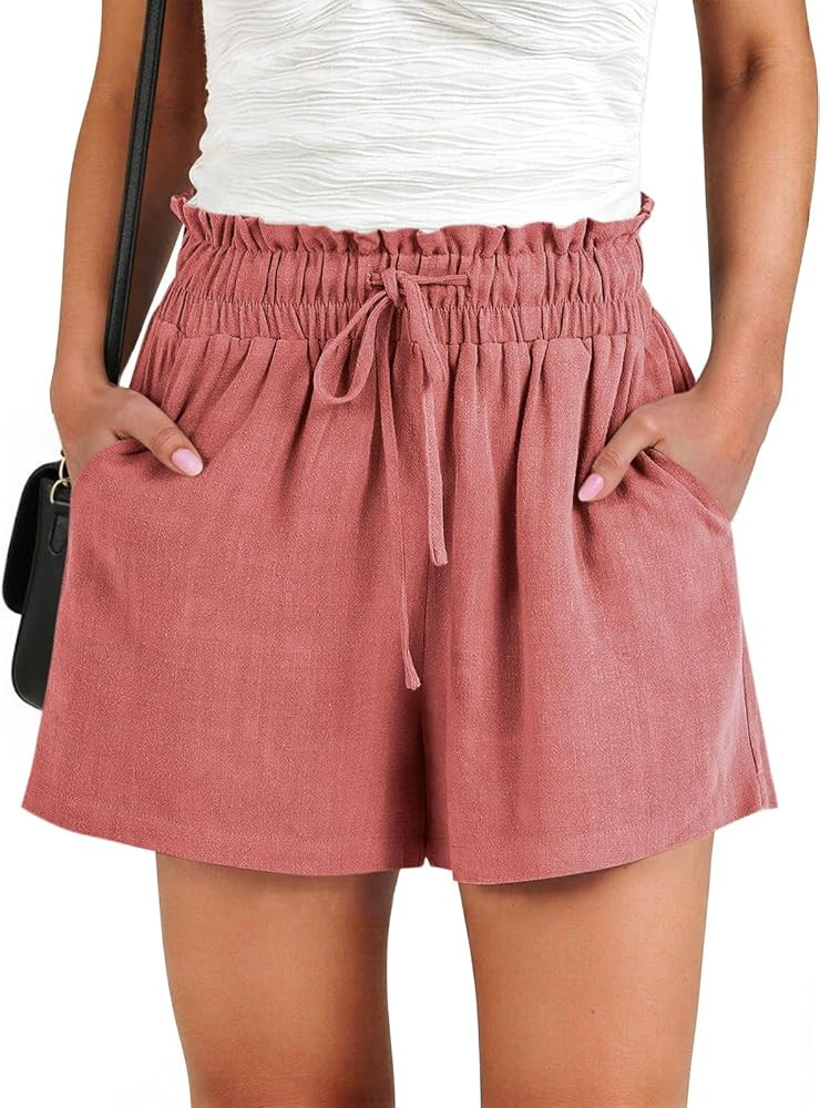 Features: High waisted shorts,wide leg shorts for women,womens casual shorts with side pockets,ad... | Amazon (US)