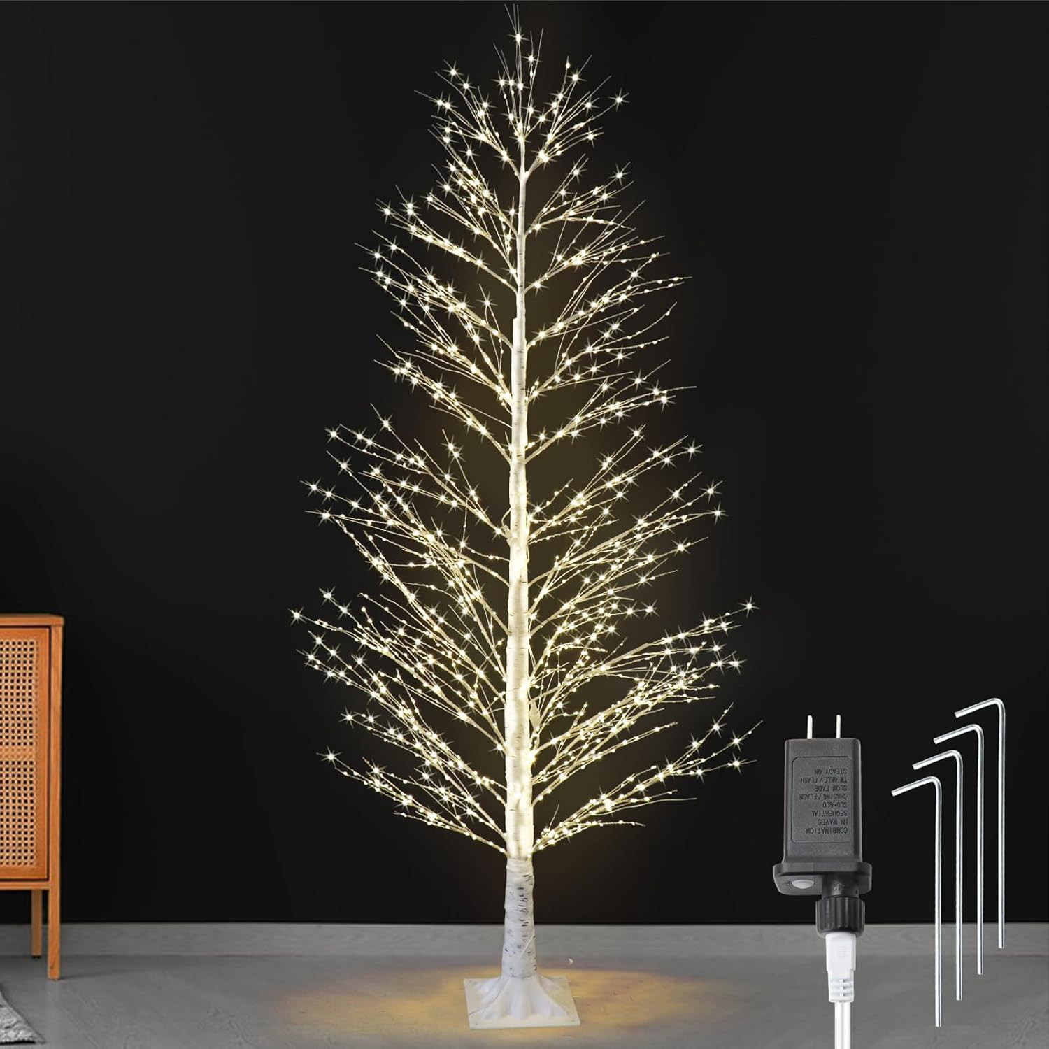 6FT Enchanting Birch Tree with 1300 LED Lights, Twinkle Light White Christmas Tree with Timer IP44 Waterproof for Indoor Outdoor Festival Wedding Party Christmas Decorations | Amazon (US)