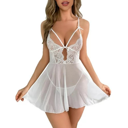 White Womeny Plus Size Lingerie For Women Underwear Women Adulty Plus Size Lingerie Nightweary Lace Onesie For Women Pajamas Dress | Walmart (US)