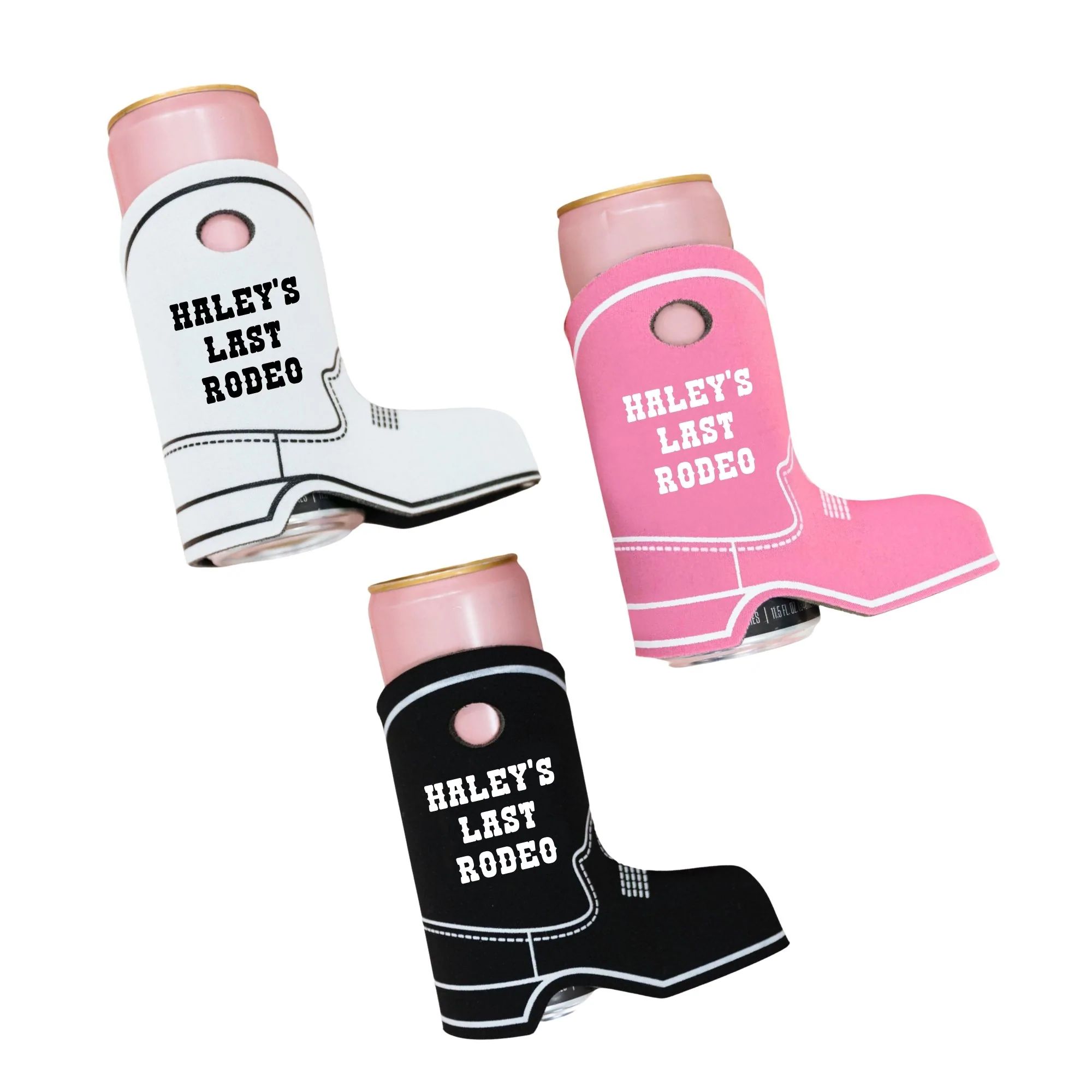 Custom Last Rodeo Boot Can Cooler | Sprinkled With Pink