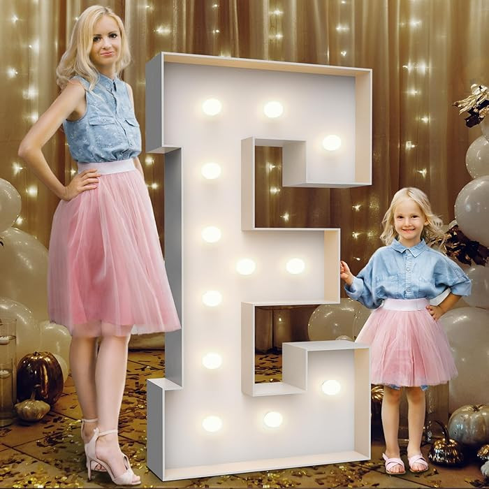 4FT Marquee Light Up Letters E,Party Decoration Large Marquee Light Up Letters with Weighted Wate... | Amazon (US)