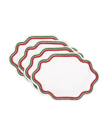 Set Of 4 Scalloped Embroidery Placemats | TJ Maxx