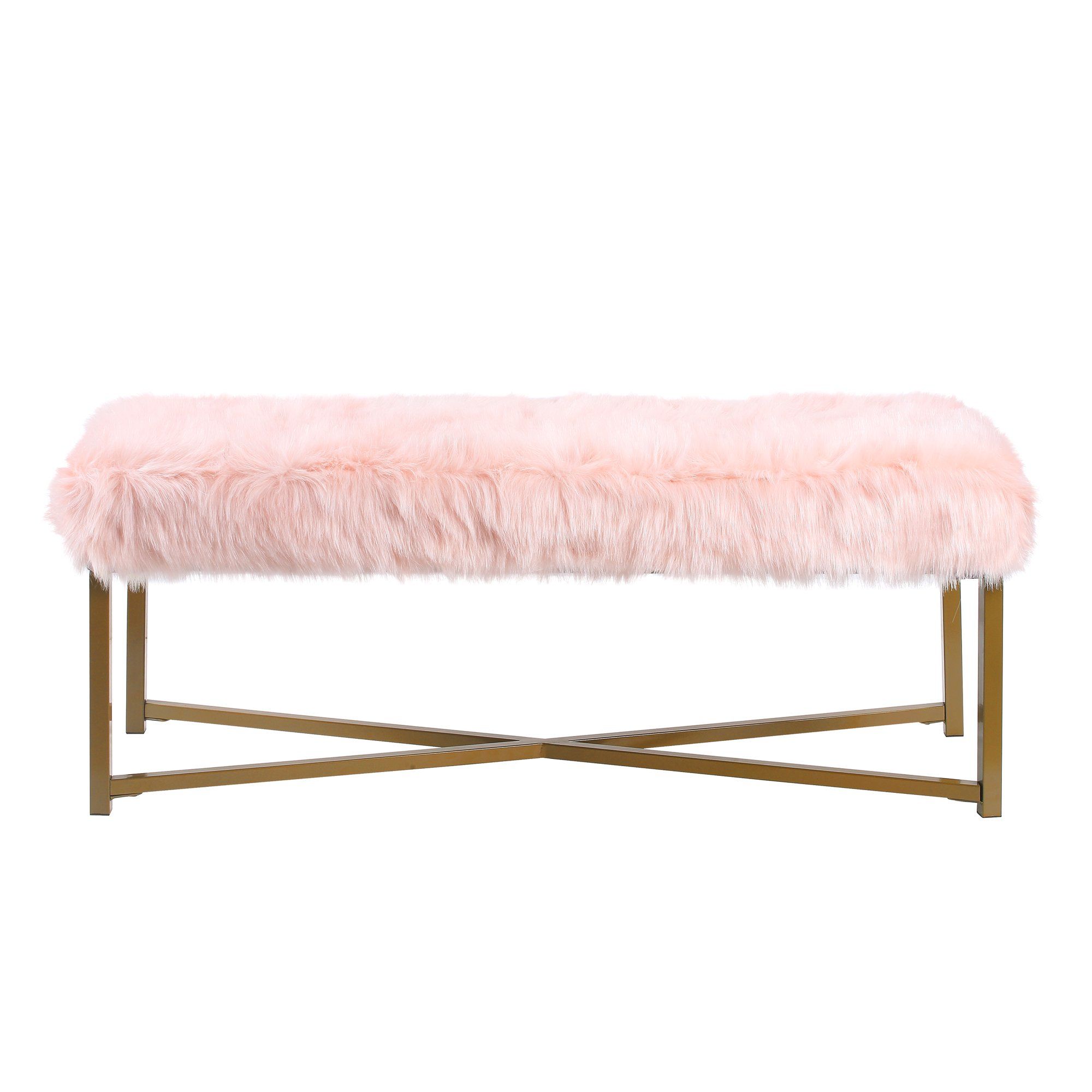 HomePop Glam Faux Fur Decorative Bench, Multiple Colors | Walmart (US)