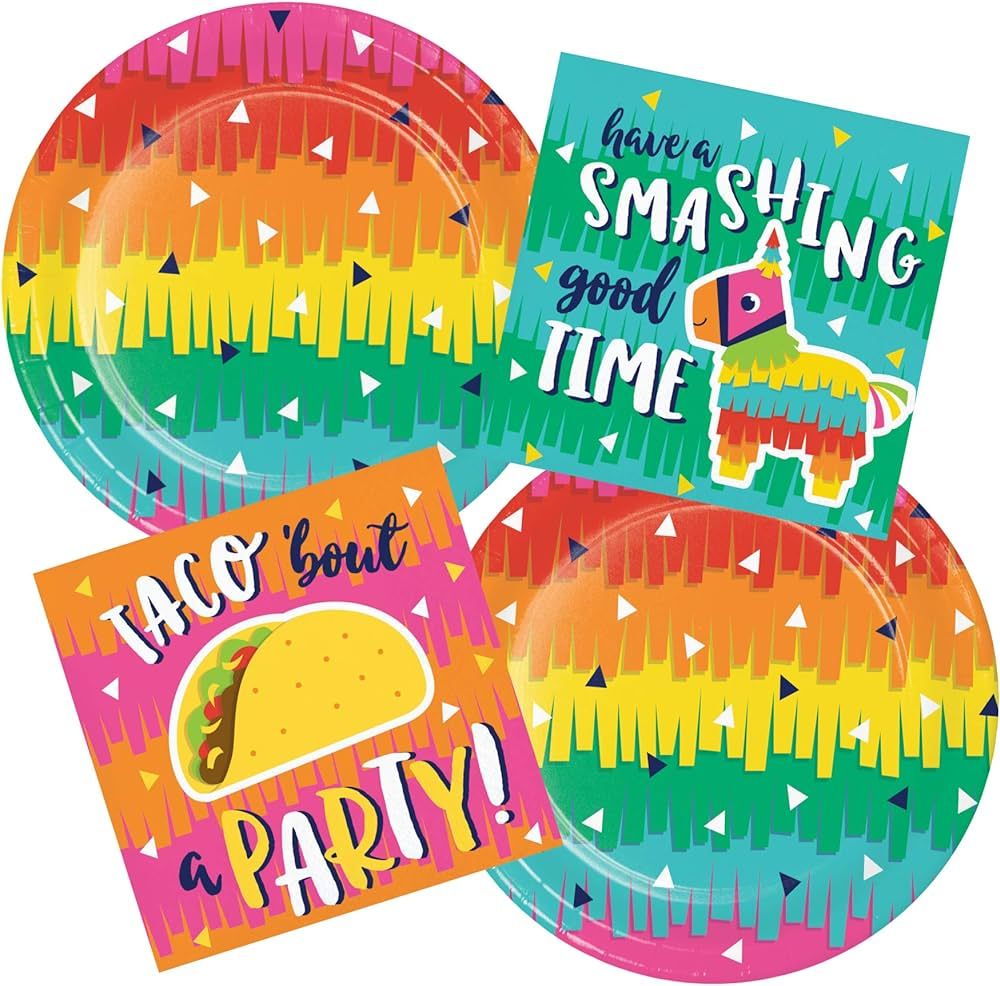 Fiesta Cinco de Mayo Taco Tuesday Party Supplies for 24 People | Bundle Includes Paper Dessert Pl... | Amazon (US)