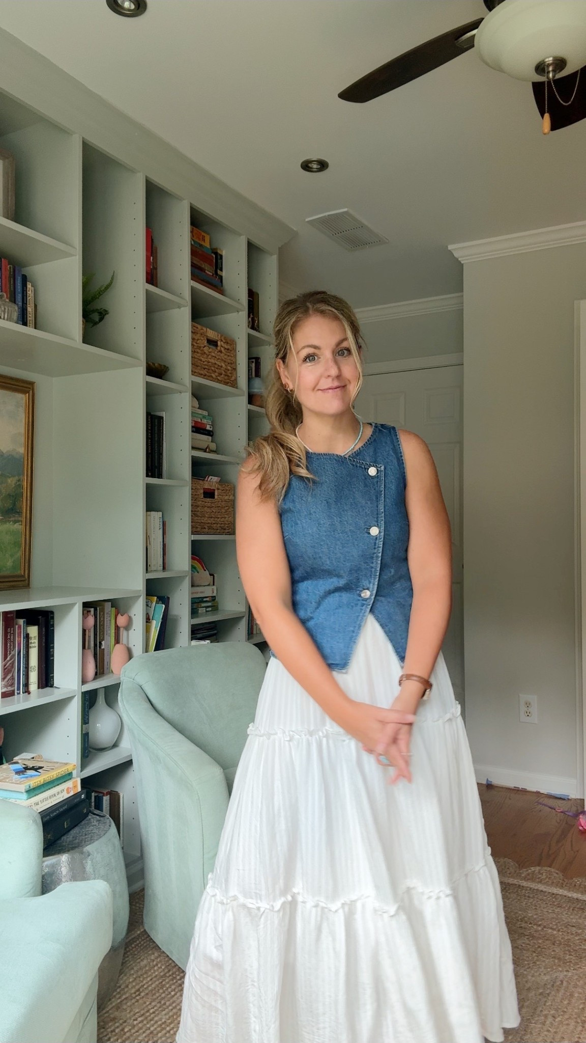 XS in top. Maxi dress is old but I’ve linked similar!