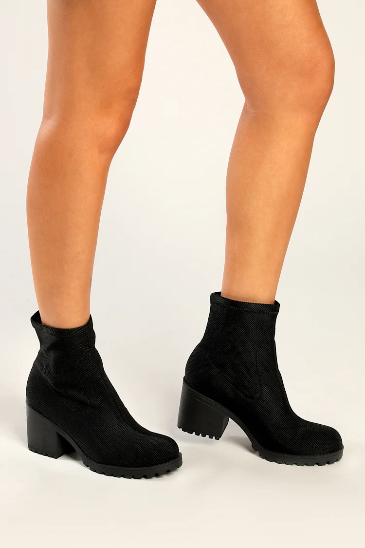 Lizzie Black Knit Slip-On Sock Booties | Lulus (US)