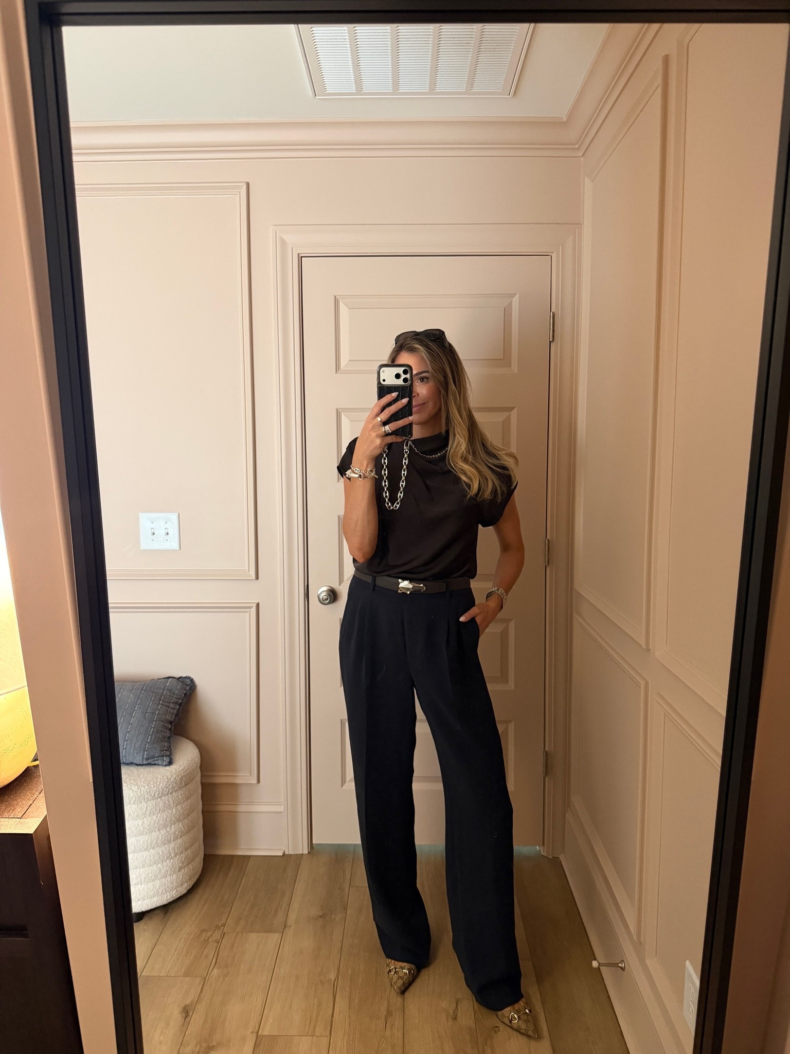 Medium in top; wearing a 10 tall in pants (these run small - I’d size up 1-2 sizes depending on how you like the fit)

#LTKWorkwear