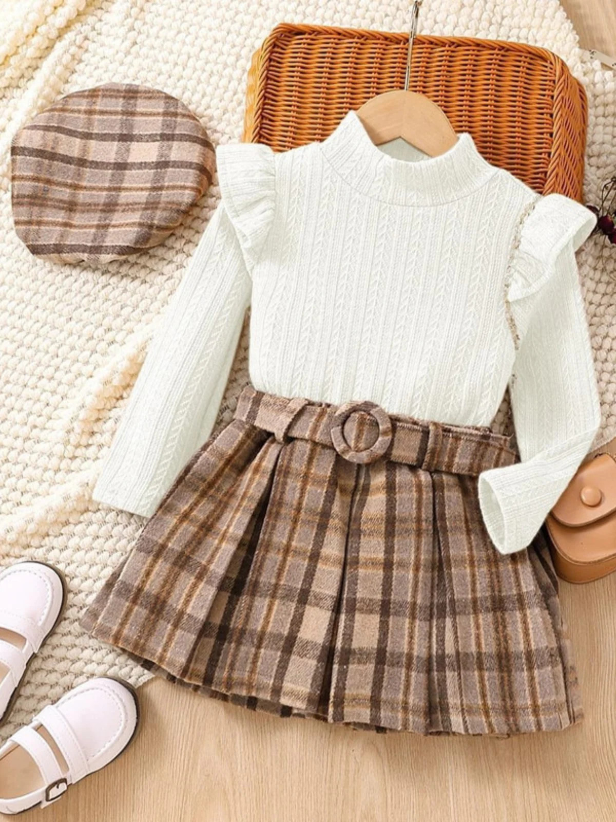 Campus Cutie 4-Piece Plaid Skirt Set | Mia Belle Girls
