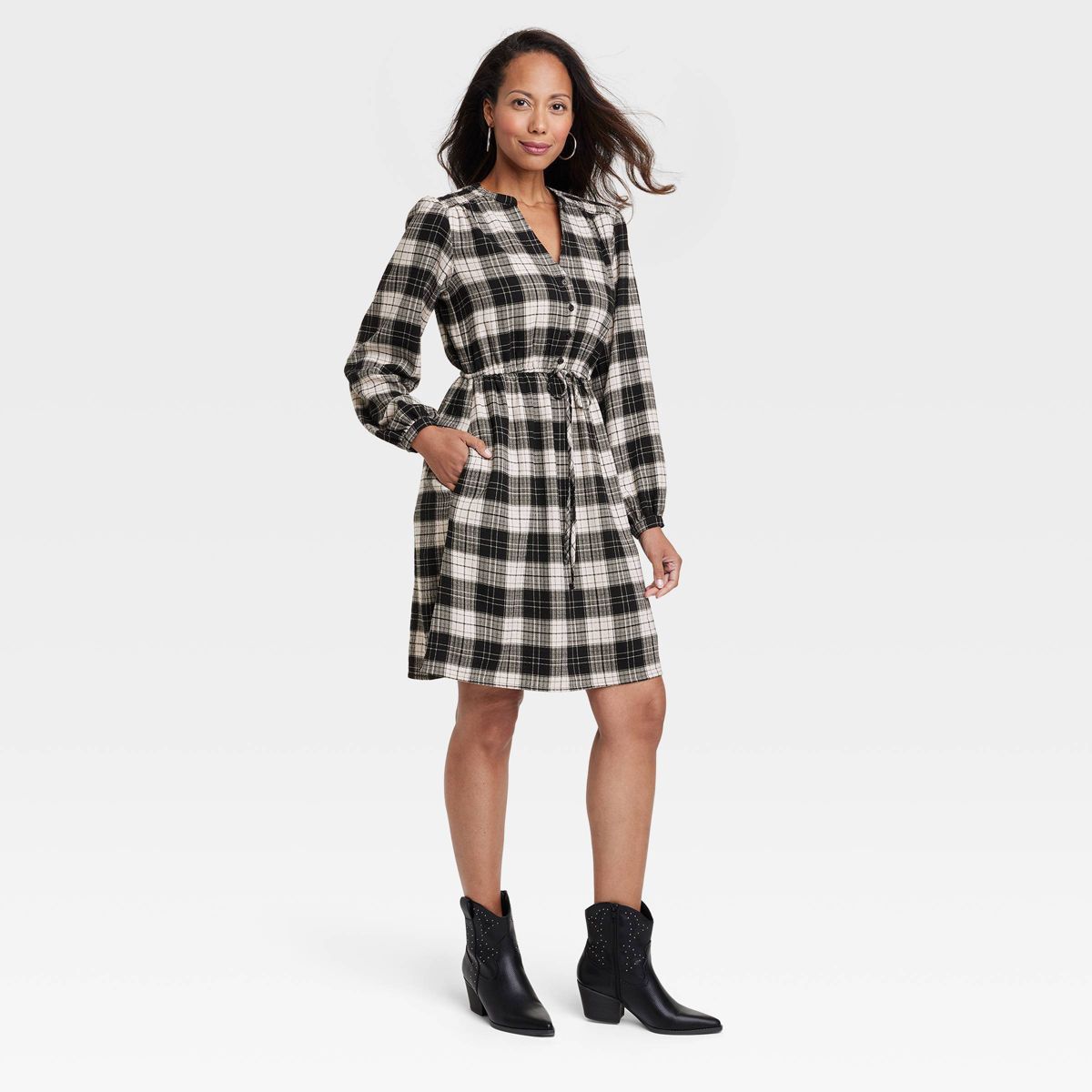 Women's Long Sleeve Plaid A-Line Dress - Knox Rose™ | Target